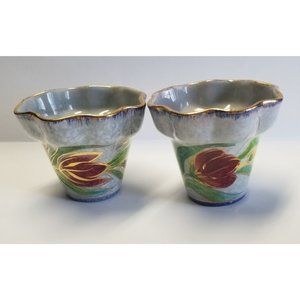 Ceramic Hand Painted Planter Flower Pot    Italy  2 pieces
